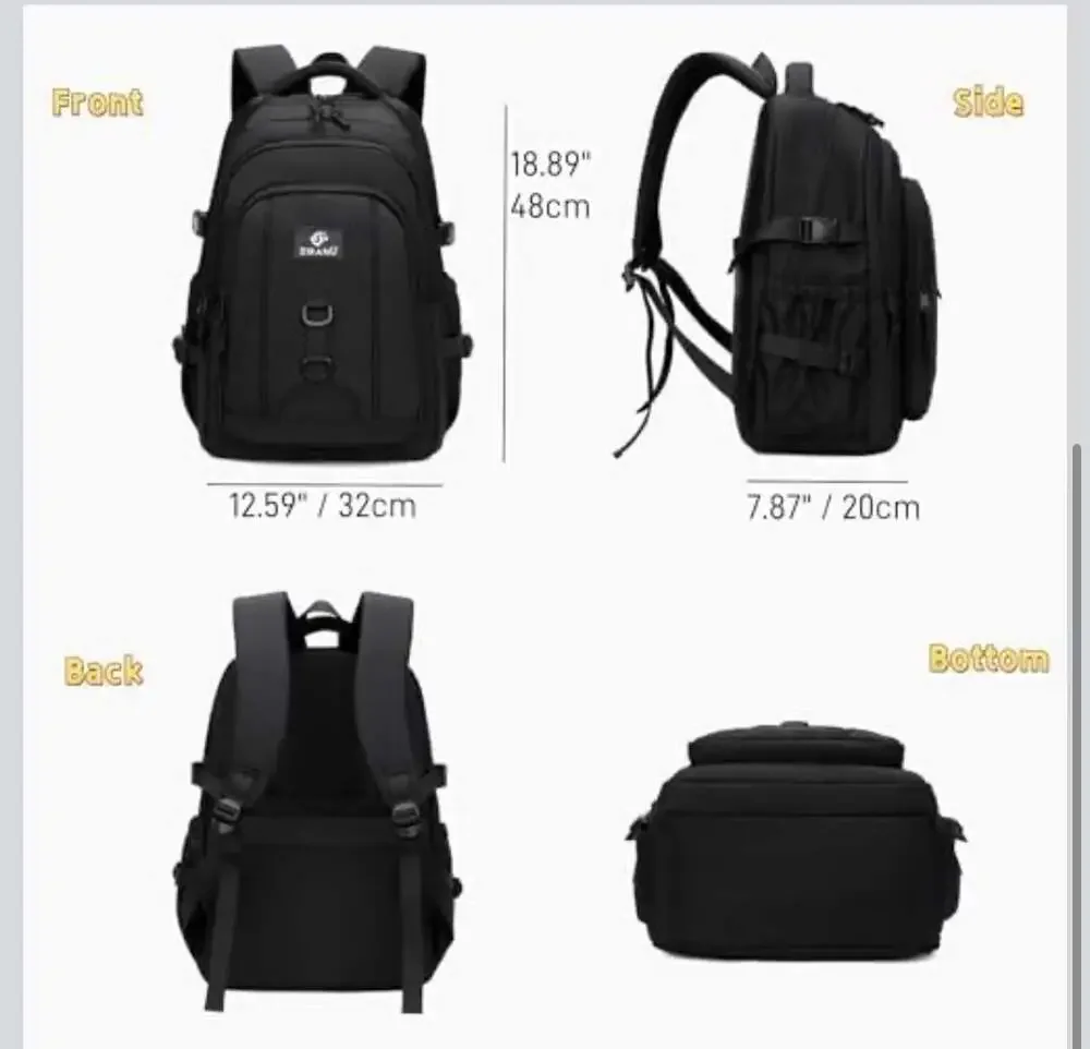 ZIRANU‎ Casual Water Resistant School Backpack for Teens Boys, 18.89